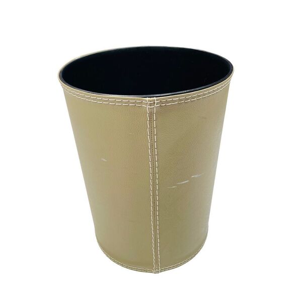 10/$25🦋 Emruss Tan Faux Leather Wastebasket - Picture 3 of 7
